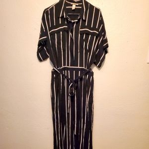 Striped straight leg jumpsuit